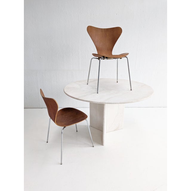 Stone Round Travertine Dining Table, 1980s For Sale - Image 7 of 9