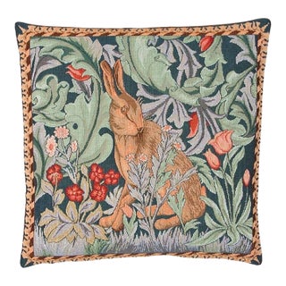 Morris Hare Right Tapestry Cushion With Feather Filler - 46x46cm (18"x18") For Sale