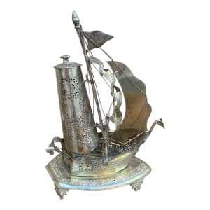 Vintage German Silver Sailing Ship Nightlight | an English Coastal Curiosity