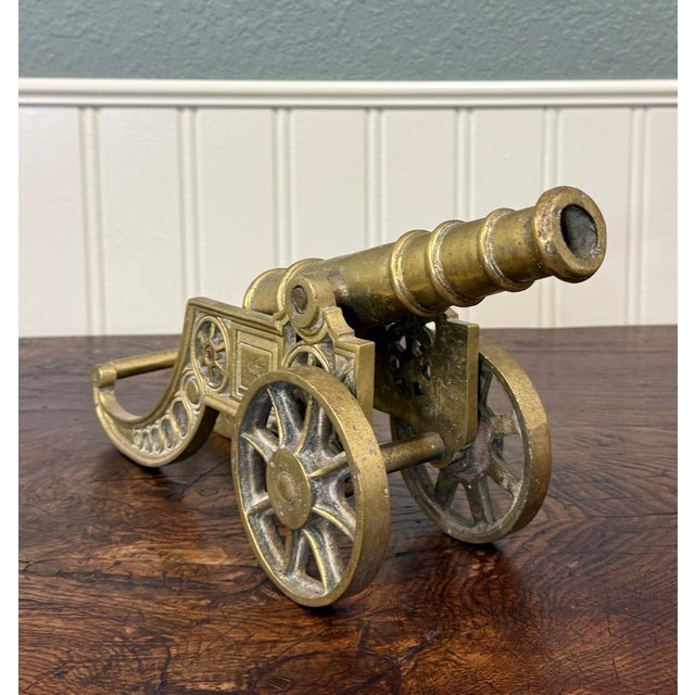 Vintage English Brass Minature Model Cannon & Carriage For Sale - Image 13 of 18