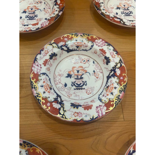 Late 19th Century Brownfield & Sons Chinoiserie Bowls 1871 - 1891 Imari Pattern Ironstone - Set of 7 For Sale - Image 5 of 12