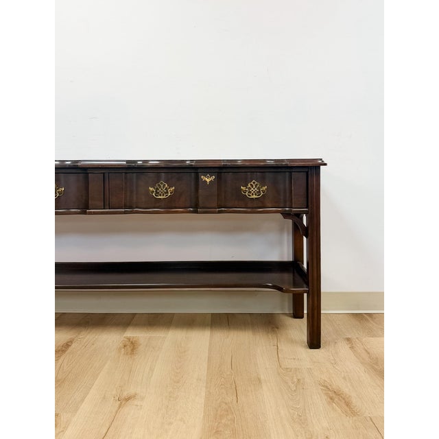 American Vintage Console Table Harden Traditional Brass Pulls Hall Entry Table Sofa Table For Sale - Image 3 of 14
