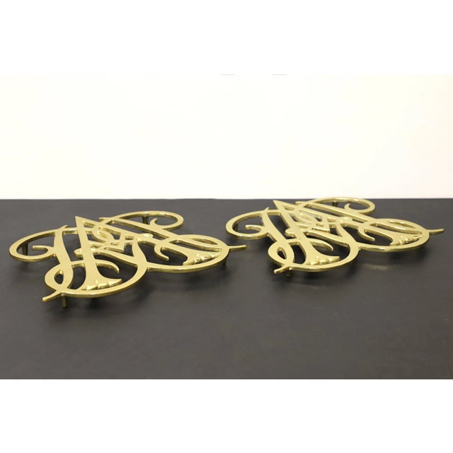 Virginia Metalcrafters Virginia Metalcrafters Brass Williamsburg Queen Anne Cypher Trivets - Pair For Sale - Image 4 of 8