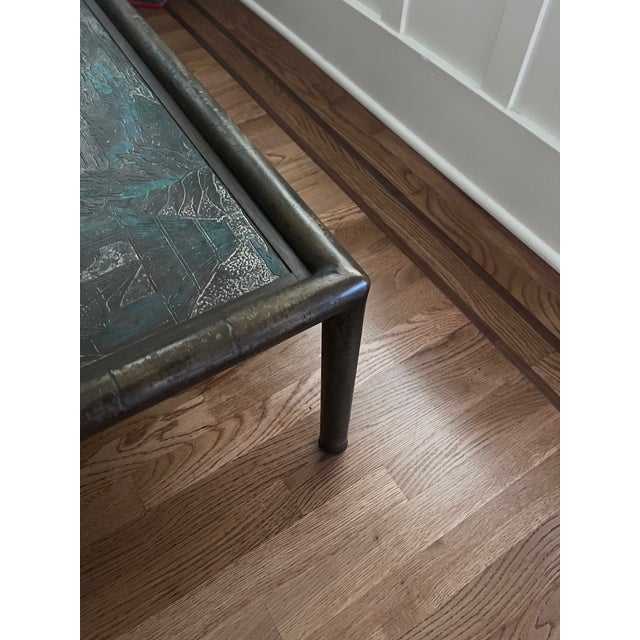 Philip and Kelvin LaVerne Philip and Kelvin LaVerne, Mid-Century Modern, Etched Bronze, Coffee Table For Sale - Image 4 of 5