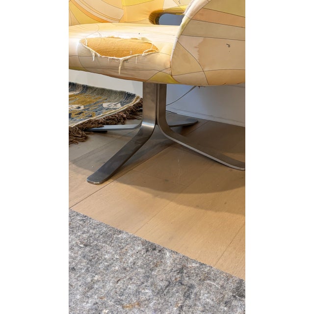 Metal Patrick Norguet “Rive Droite” Swivel Lounge Chair for Cappellini in Emilio Pucci Upholstery – Project Piece For Sale - Image 7 of 11