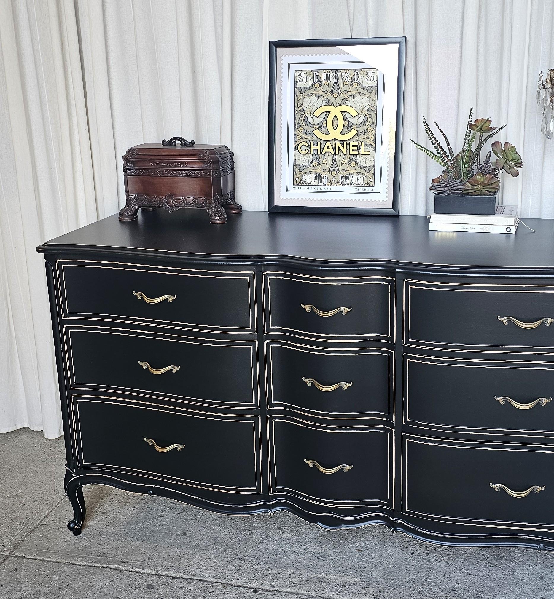 Drexel Touraine , Black Triple Dresser, Circa 1950's | Chairish
