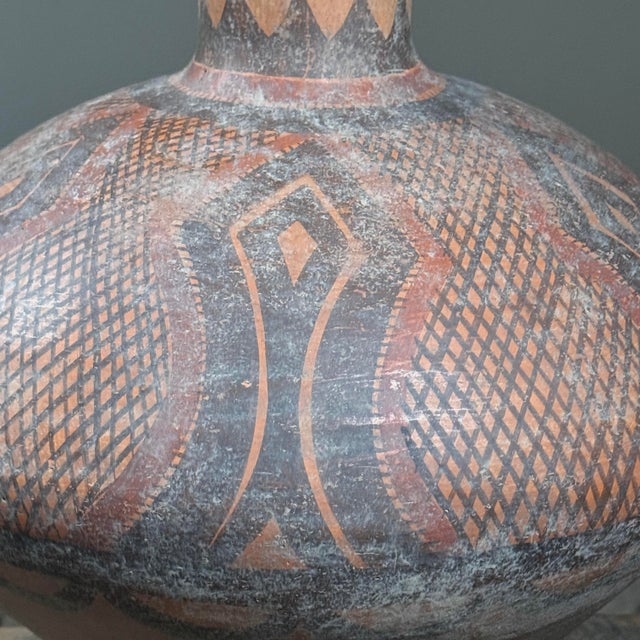 Ancient Monumental Folk Art Majiayao Hand Painted Terracotta Jar For Sale - Image 9 of 9