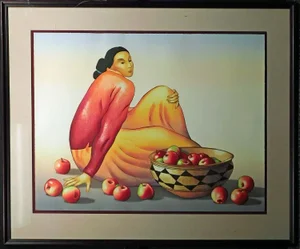R.C.Gorman "Woman With Apple" Lithograph Framed Artwork