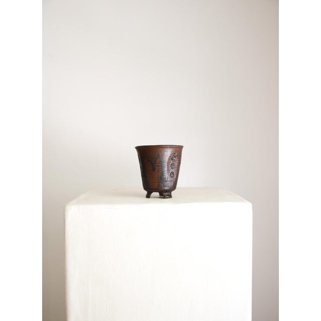 Vintage Mid Century vessel possibly attributed to Norman Arsenault. Signature is glazed over and unreadable. Arsenault...
