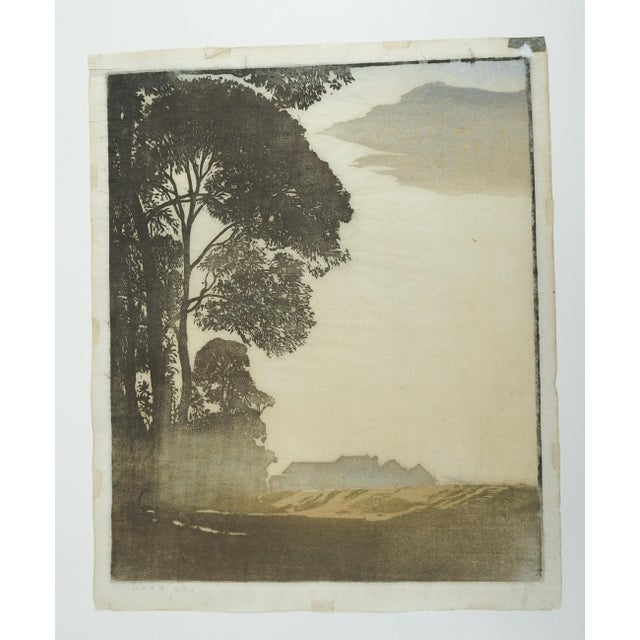 Paper Early 20th Century Leo Frank Forest Landscape Woodcut For Sale - Image 7 of 7