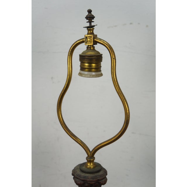 Mid 20th Century European Carved Oak Baroque Acanthus Leaf Candlestick Table Lamp For Sale - Image 4 of 11