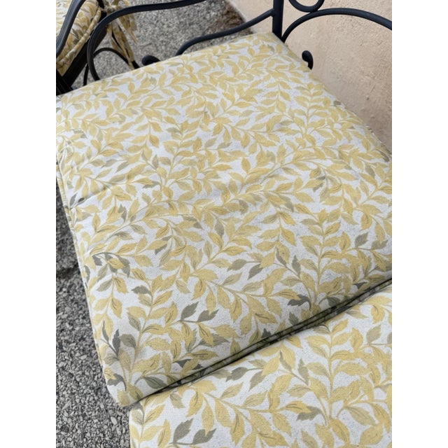 Contemporary Scrolling Wrought Iron Patio Loveseat & Arm Chair Set - 4 PCS For Sale - Image 16 of 18