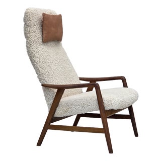 Danish Sheepskin Lounge Chair by Alf Svensson for Fritz Hansen, 1960s For Sale