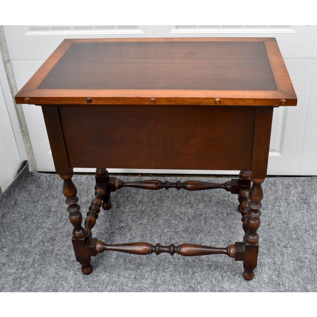English Antique Walnut Table William and Mary Style Accent Side 3 Drawers For Sale - Image 3 of 16