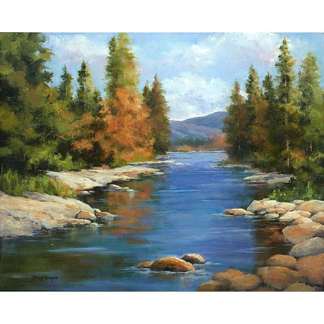 Sheryl Knight Sierra Lake oil on linen painting. This Sheryl Knight painting comes framed as shown. Dimensions 16"H X 20"W...
