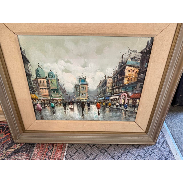 Wonderful pair of vintage Paris street scenes, signed, hard to read signature, Both have matching frames and are in...