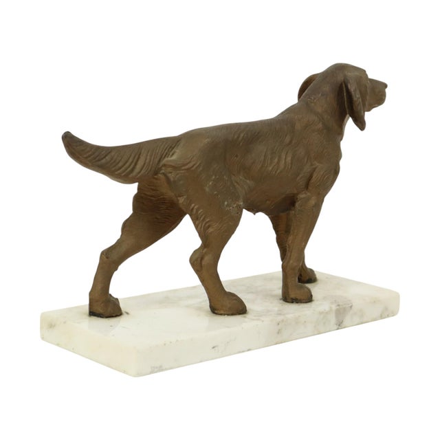 Art Deco Gold-Colored Zamak Dog on Marble Base For Sale - Image 12 of 14