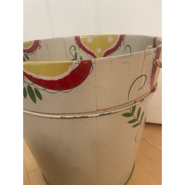 Primitive Vintage Hand-Painted Wooden Folk Art Bucket by Helen Hume For Sale - Image 11 of 12
