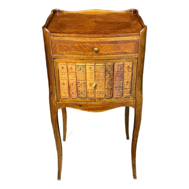 French Louis XV Nightstand With Faux Books For Sale