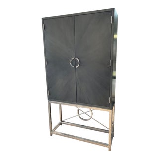 Vanguard Furniture Micheal Weiss Steely Grey & Chrome Bar Cabinet For Sale