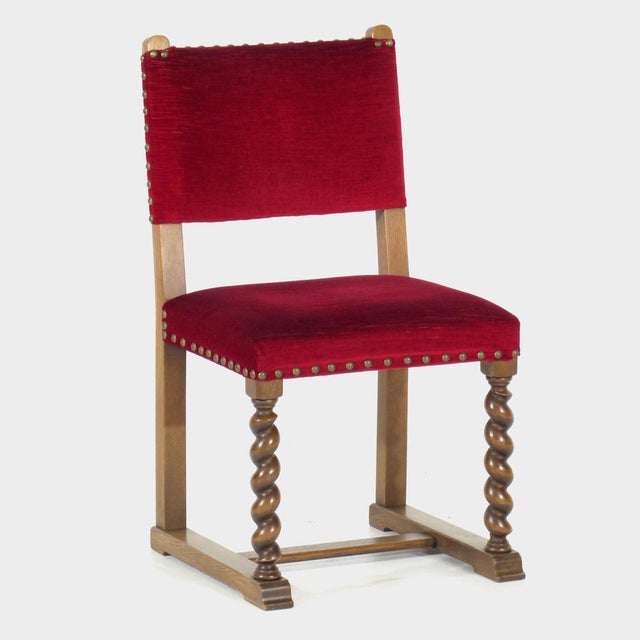 Baroque Antique Dining Chairs in Red Velvet, 1890s, Set of 8 For Sale - Image 3 of 9