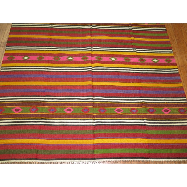 Asian Antique 20th Century Boho Colorful Turkish Kilim - 6'9" x 9'6" For Sale - Image 3 of 6