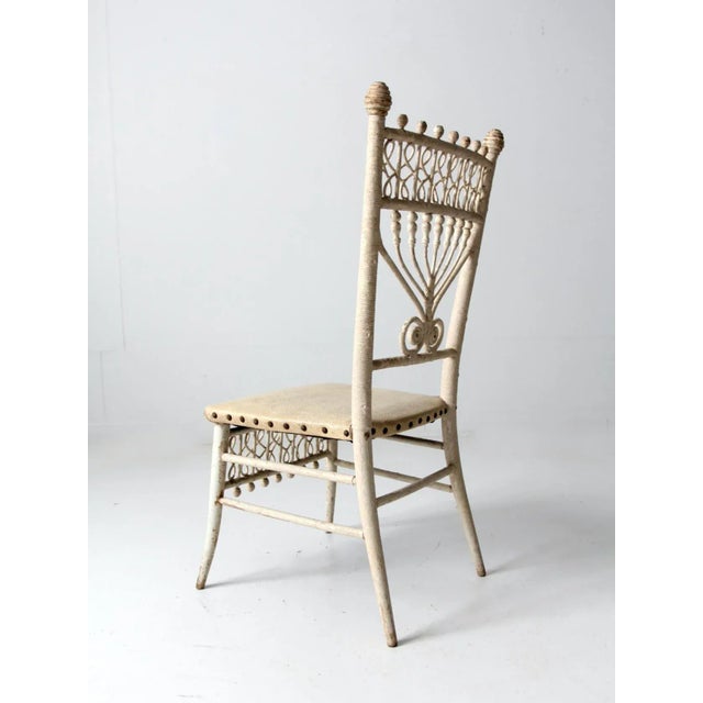Cream Antique Wicker Chair For Sale - Image 8 of 10