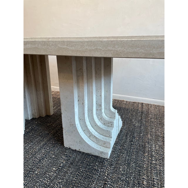 Vintage 1970s Travertine Table in the Manner of Carlo Scarpa For Sale In Chicago - Image 6 of 12