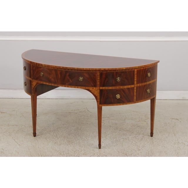 Maitland Smith Flame Mahogany Banded Demilune Sideboard For Sale - Image 10 of 18