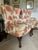 Classic look updated with great fabric beautiful vining chrysanthemums. Very comfortable seating.