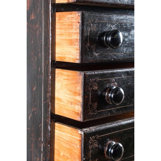 English Painted Pine Eleven-Drawer Tall Chest For Sale - Image 4 of 9