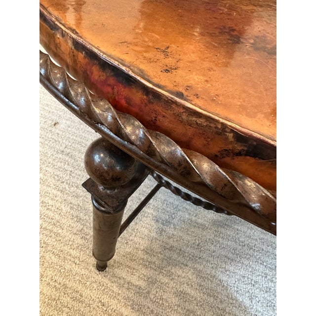 Hammered Copper Coffee Table For Sale - Image 4 of 8