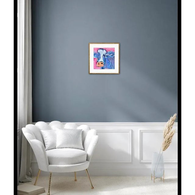 2020s Abstract Cow in Pink Oil Painting For Sale - Image 5 of 12