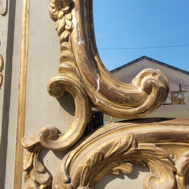 Large Louis XV Gilt and Lacquered Wood Trumeau, 19th Century For Sale - Image 13 of 18