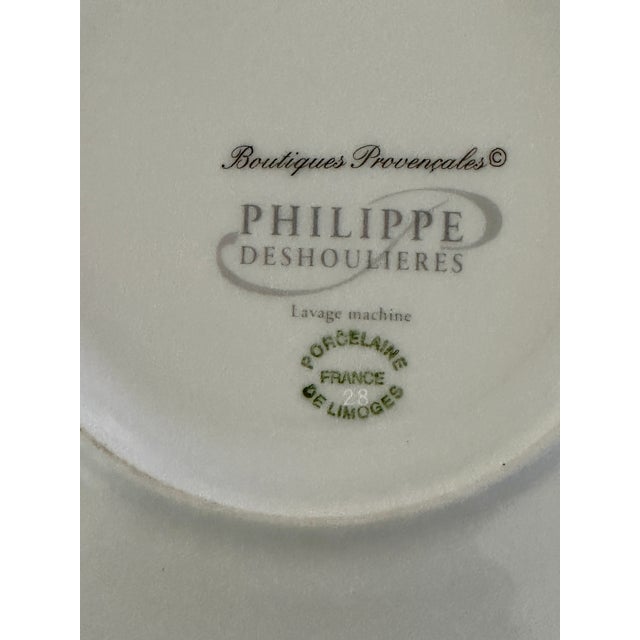 Curated Vintage French Limoges Porcelain and Hand-Forged Pewter Dessert Plates - Set of 4 For Sale In Palm Springs - Image 6 of 10