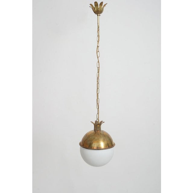 "Granada" 20cm brass and opaline pendant lamp, Barracuda edition. Height (cm): 27 Diameter (cm): 21 Up to 250V (Europe/UK...