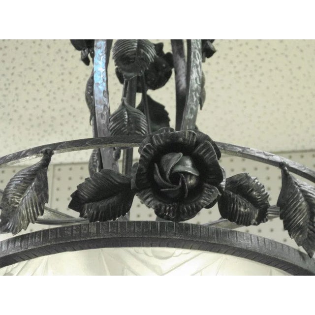 Dark Gray French Art Deco Chandelier Signed Muller Freres Luneville For Sale - Image 8 of 12