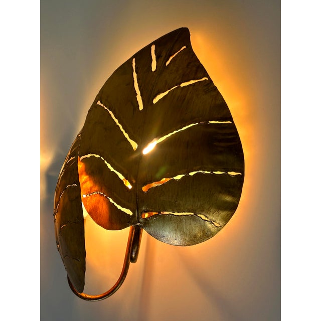 Large Mid-Century Double Leaves Monstera Sconces by Hans Kögl, 1970s, Set of 2 For Sale - Image 17 of 18