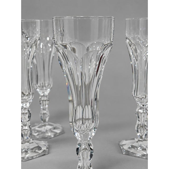 1950s Set of 6, Val St Lambert "Lalaing" Crystal Champagne Flutes For Sale - Image 5 of 7