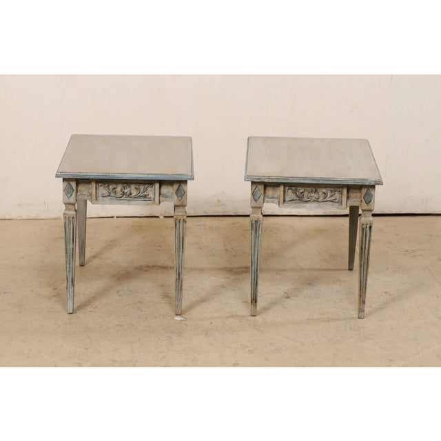 Italian Italian of Carved & Painted End Tables - A Pair For Sale - Image 3 of 11
