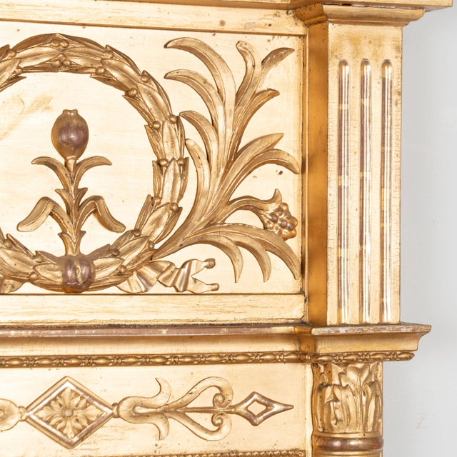 Gold Early 19th Century Swedish Gold Giltwood Mirror With Laurel Wreath Crest For Sale - Image 8 of 14