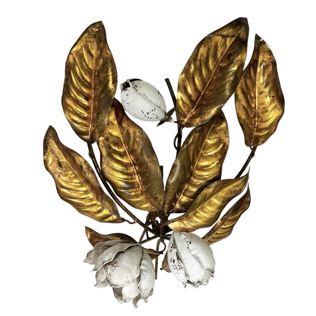 1950s Italian Gilt Metal Wall Floral Sculpture For Sale - Image 4 of 8