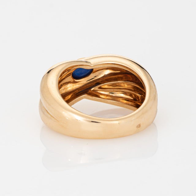 1990s 1992 Cartier Colisee Sapphire Ring Sz 6.75 Eu 54 Band 18k Yellow Gold Signed For Sale - Image 5 of 7