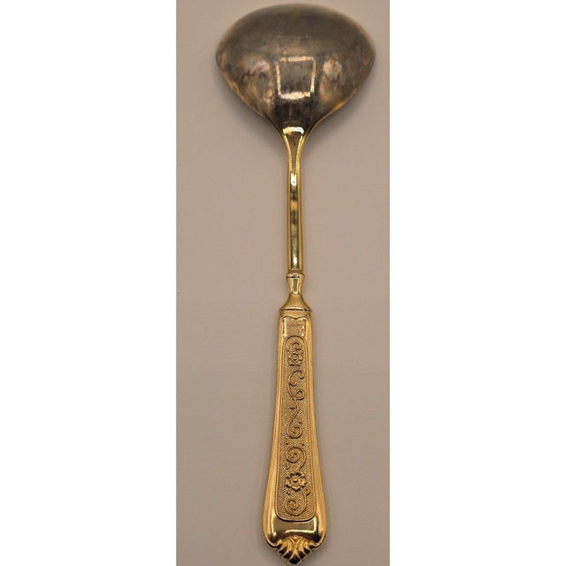 Ornate Silverplate Serving Spoon Floral Handle 11 Inches Vintage For Sale - Image 4 of 7
