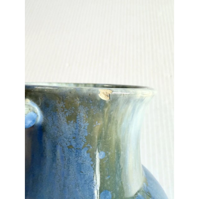 Vintage Roseville Pottery Tourmaline Double Handled Vase Blue & Green Glaze 6” For Sale - Image 9 of 9