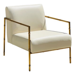 Mid Century Styled Leather Accent Chair For Sale