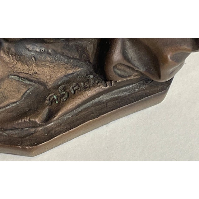 Bronze Bronze Sculpture Arch Angel Michael's Battle with the Devil, Signed A. Saulon For Sale - Image 8 of 9