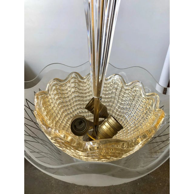 1940s Etched Double Glass Shade Chandelier by Orrefors For Sale In New York - Image 6 of 8