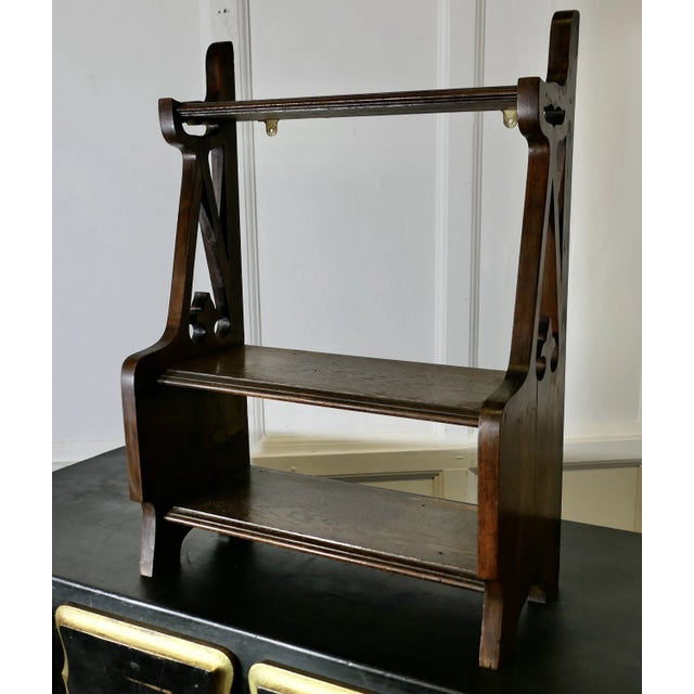 Arts and Crafts Oak Wall Hanging Shelf, 1890s For Sale - Image 6 of 7