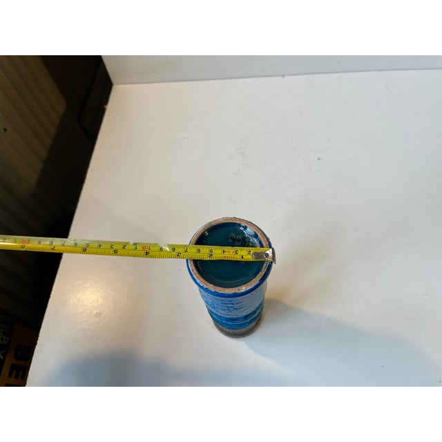 Ceramic Italian Glazed Rimini Blue Stoneware Vase by Aldo Londi for Bitossi, 1960s For Sale - Image 7 of 9